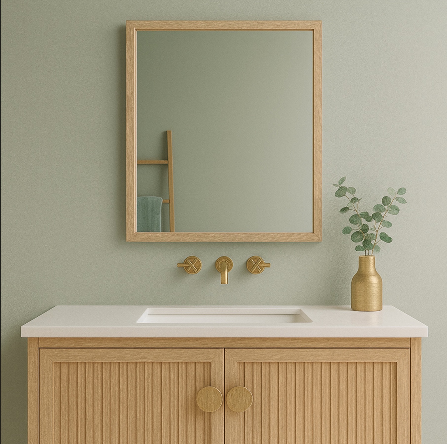 A mirror above a sink