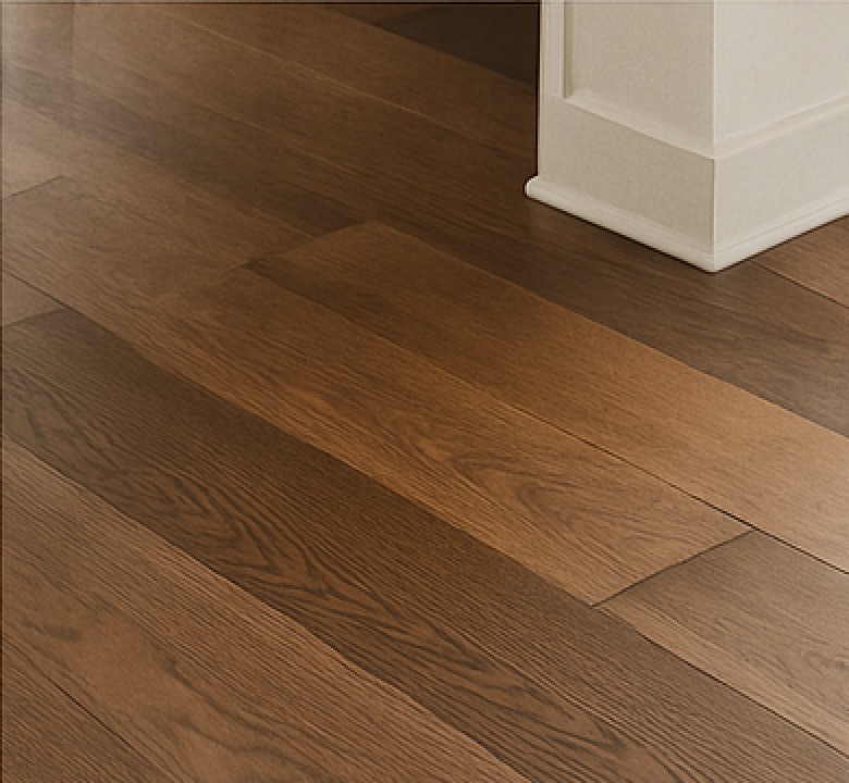 A close-up of a kitchen wood floor