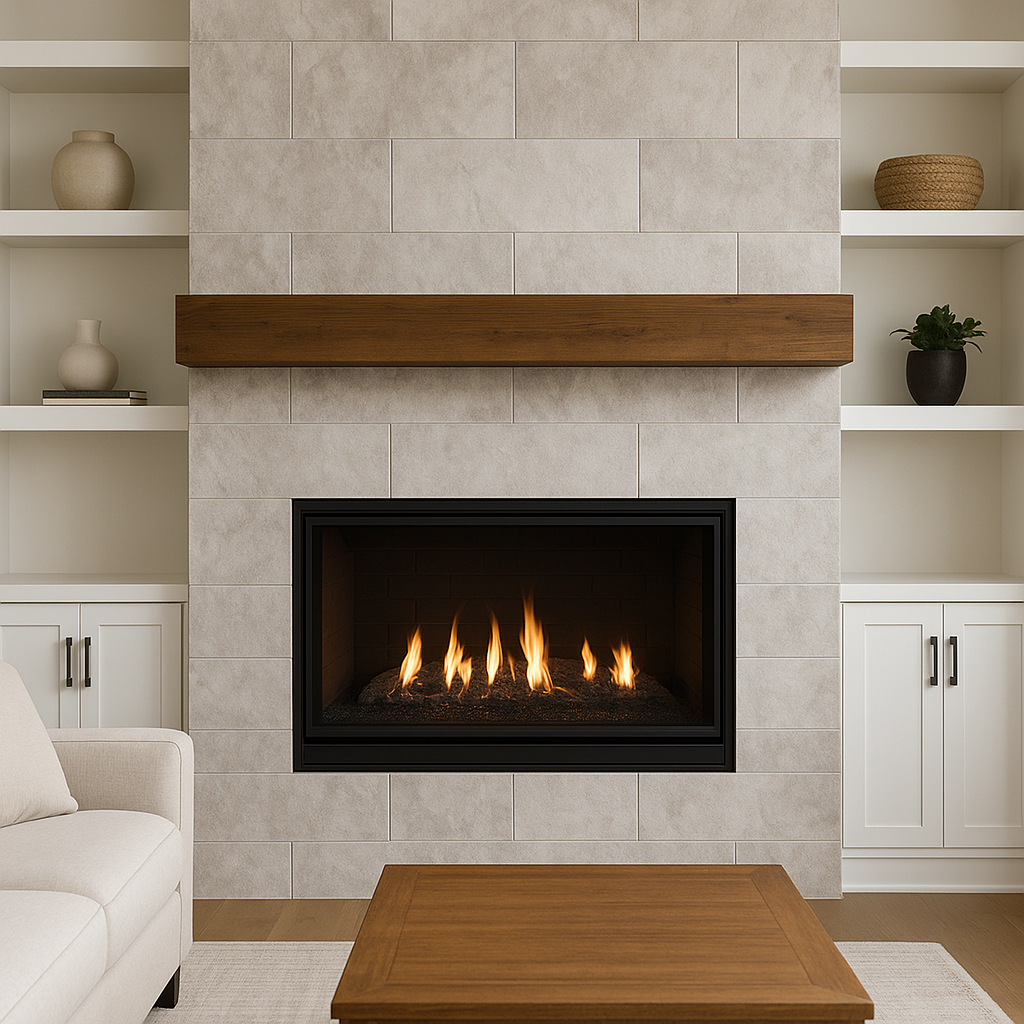 Modern fireplace remodeling ideas in a Frisco TX living room by Stewart Remodeling