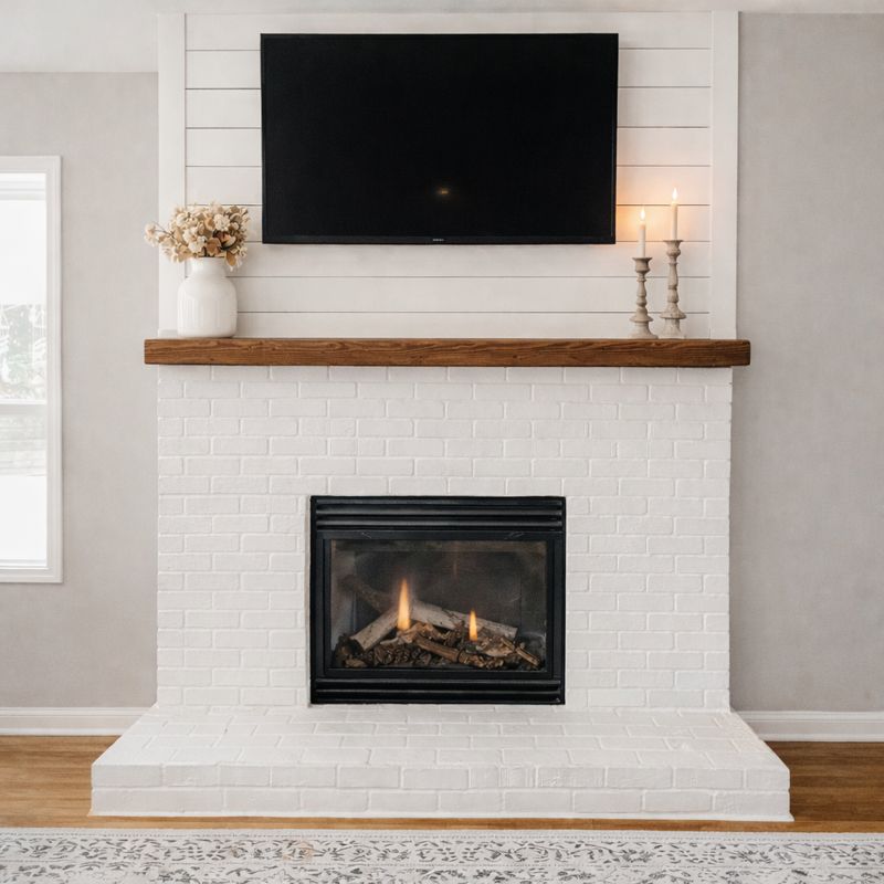 Fireplace and TV media wall remodel with built in storage in Frisco TX living room