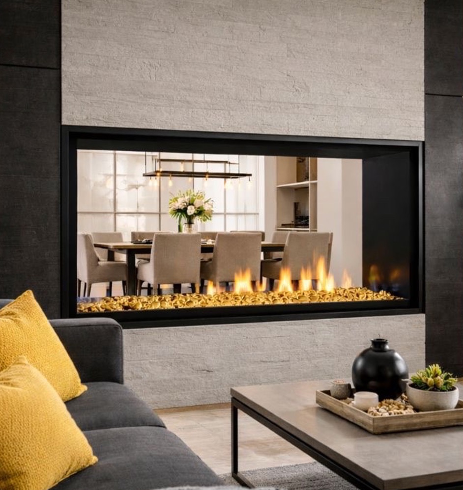 Dark modern fireplace design with bold finish and contemporary styling