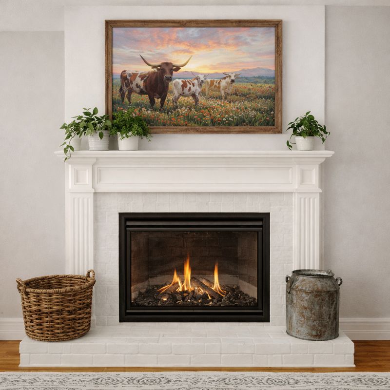 Fireplace wall remodel with mantle in Frisco TX living room