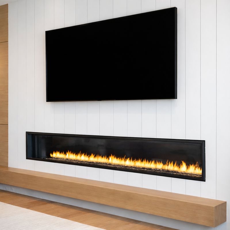 Fireplace and TV media wall remodel with built in storage in Frisco TX living room