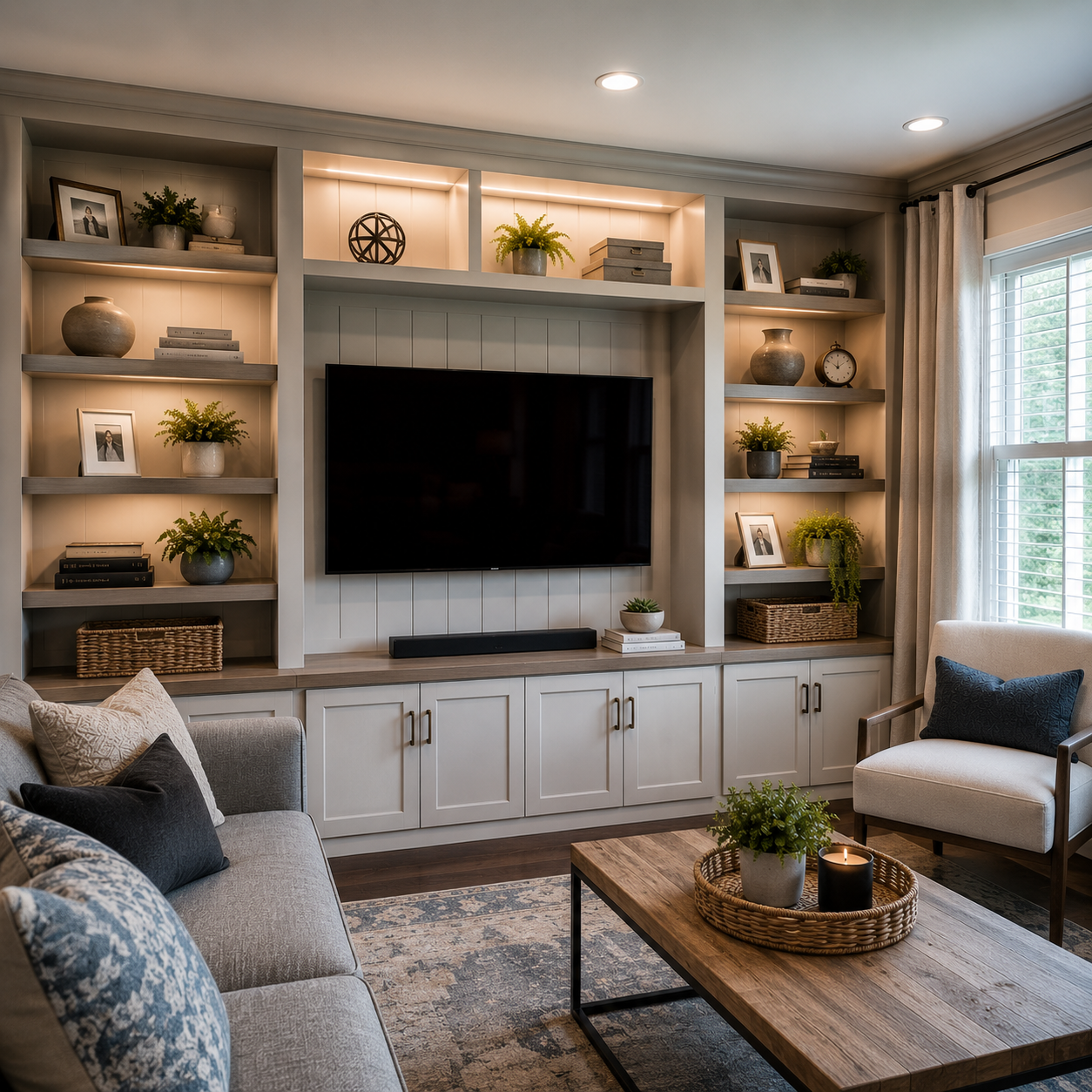 Home Remodeling Project-Built In Shelves To Maximize Storage Space